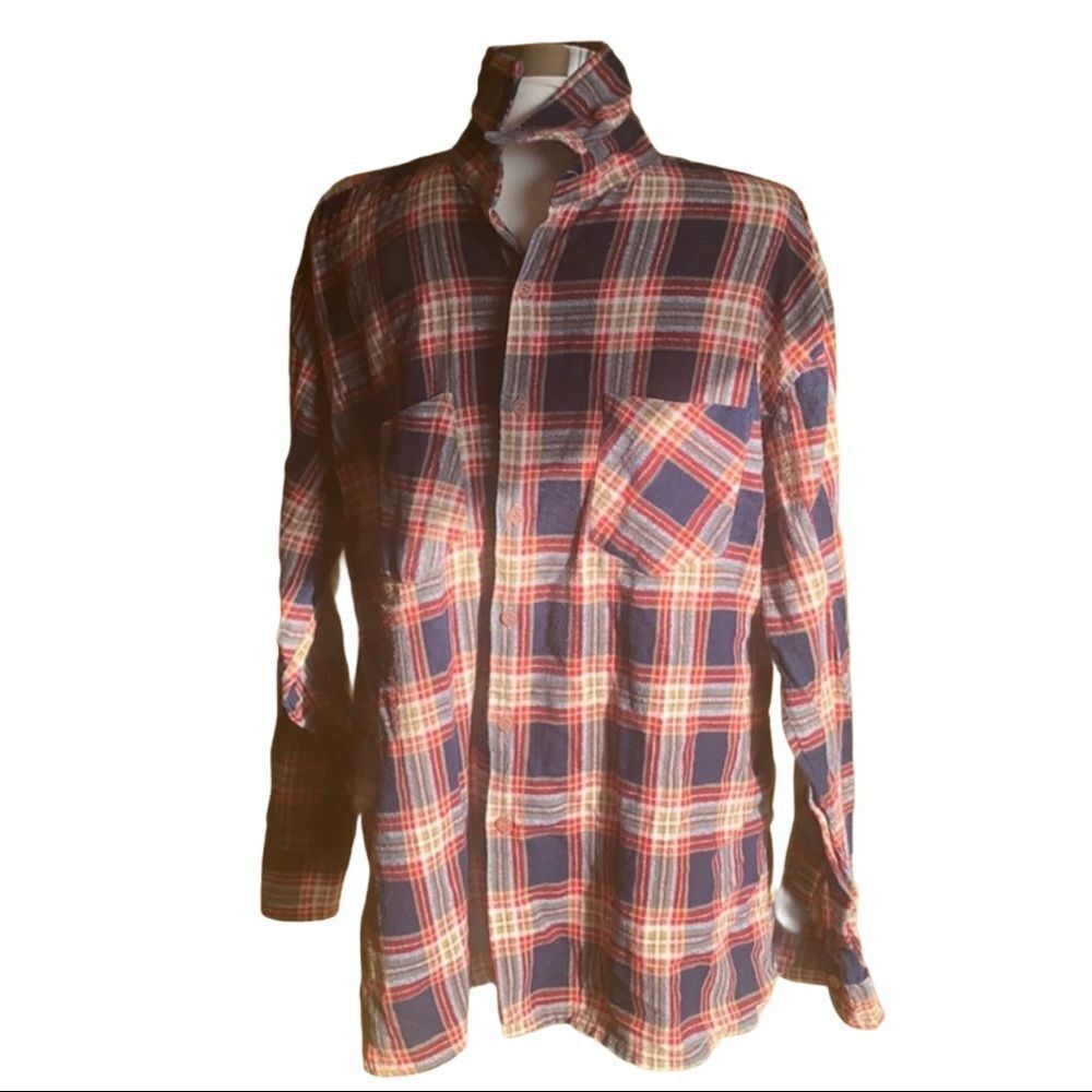 JACHS Men’s Button Down Red Plaid Shirt Size XL